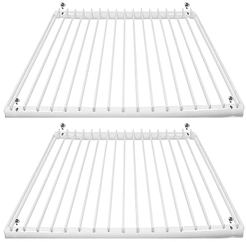 SPARES2GO Estante universal para frigorífico o congelador, ajustable, recubierto de plástico blanco extensible (paquete de 2 estantes, grande, 425 mm - 670 mm x 320 mm)