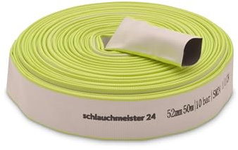 Ø 52 mm - 2 Zoll, 50 Meter Flachschlauch | Industrieschlauch | Bauschlauch | Synthetischer Gummi, Weiß-grün, 10 Bar, -20°C bis +60°C