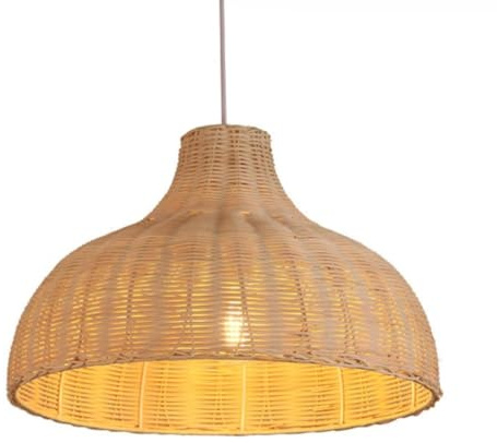 GUANSHAN Handgewebte Rattan Pendelleuchte Chinesische Art Pendelleuchte Rattan Kunst Hängeleuchte Dekorative Deckenlampe Für Schlafzimmer, Balkon, Restaurant