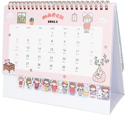 AOKWAWALIY 2023 Tischkalender Staffelei Tisch 2023 Englisch Vollmond Kalender Kleiner Tischkalender 2023 Tageskalender 2023 Kalender Tischkalender Groß Papier Büro Mädchen Kalender Buch