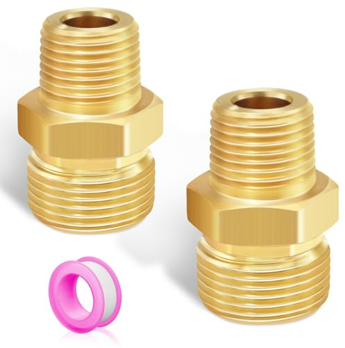 FANOVO Brass Pressure Washer Coupler,2 Pack 3/8 NPT Male to M22 14mm Male Adapter Fitting for Pressure Washer Hose Pipe Fitting Garden Tools,4500 PSI (M22 to 3/8 Inch NPT)