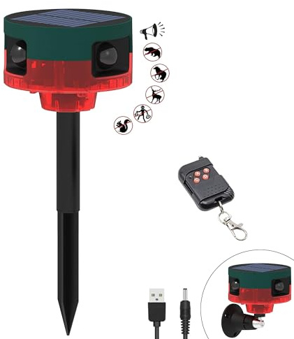 QXMH Alarma con Sensor de Movimiento Solar para Exteriores: Alarma con Detector de Movimiento de 360°, Sirena Fuerte de 129 db, 13 Tipos de Sonido, admite grabación (1 Pack)