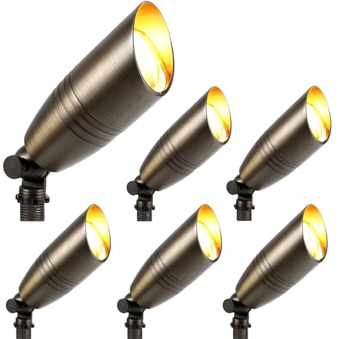 LuxyDecor Solid Brass Landscape Spotlight Heavy Duty Bronze LED Spot Lights Waterproof Outdoor Uplighting 12V Low Voltage (6)