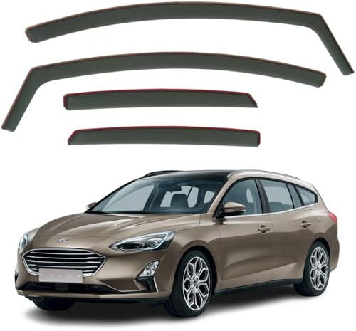 AirFlux: Modern, Dunkles Rauchgetönt, Selbstklebend, Ford Focus MK4 SW Kombi 2019-2024 Windabweiser Set mit 4 Stück