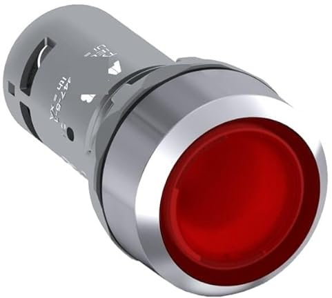 NURII 10 Piezas, pulsador Compacto, momentáneo, Empotrado, Rojo, CP1-32R-01 10116172 1SFA619100R3241, Iluminado, Metal Cromado, 1 NC