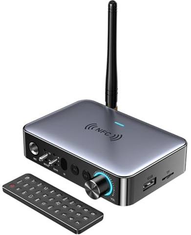 Boannice Adattatore Audio Bluetooth Trasmettitore Ricevitore Bluetooth 5.1 con Connessione AUX da 3,5 mm, RCA, Coassiale, Microfono da 6,5 mm per Tutti i tipi di Cuffie,Altoparlanti,TV,Home Theater,PC