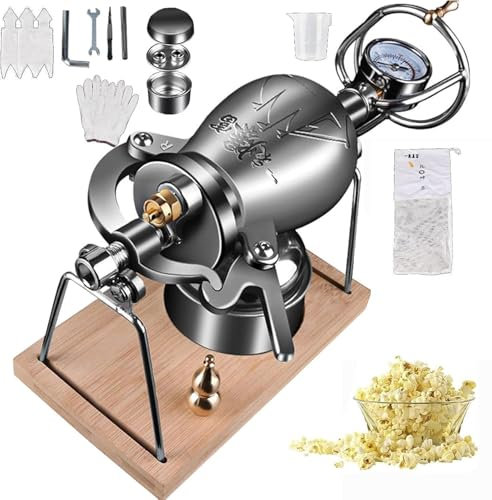 Hand Popcorn Cannon Chinese Popcorn Maker High Pressure Popcorn Machine Hand Small Stovetop Healthy Popcorn Popper for family gatherings(260ml)