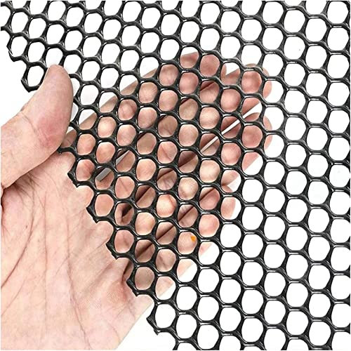 GENSNRY Schwarzes sechseckiges Geflügelnetz, Absperrnetz aus Kunststoff, Schutznetz, 8 mm Öffnung, mit 100 Kabelbindern für Blumennetz, Haustierzaun (Farbe: Schwarz, Größe: 0,8 x 25 m)