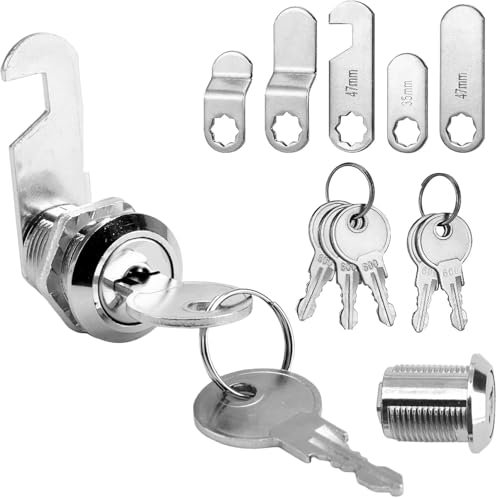 Kit di serratura per cassetta delle lettere con 4 chiavi, fornito con 5 piastre di bloccaggio per porte di armadi, cassettiere e altro ancora, serratura a leva in lega di zinco, cilindro da 16 mm