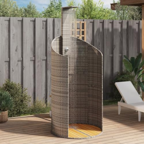 Homgoday Utomhusdusch PE och Acacia grå 100 x 100 x 241,5 cm tillbehör för pool och spa