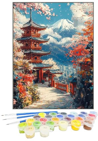 Malen Nach Zahlen Erwachsene Architektur, Paint by Numbers Berg DIY mit Pinseln und Acrylfarben Handgemalt öLgemäLde Leinwand für Kreative Heimdekoration Geschenke Frauen, Ohne Rahmen 50 x 70 cm L2-G