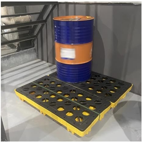 DONGGANSHI Öltank-Auffangwanne, 1 Stück Fass-Auffangpalette, modulare Auffangplattform, industriell stapelbare Ölfass-Auffangpalette mit Abfluss, Gitterwanne für Garagenkeller (40 l/120 x 60