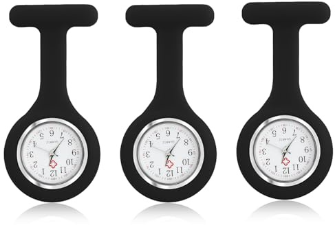 YcsRnn 3PCS Fob Watch Nurses Fob Watch Digital Fob Watches Women's Pocket for Medical Professionals Healthcare Environments Hospitals Clinics(Black)