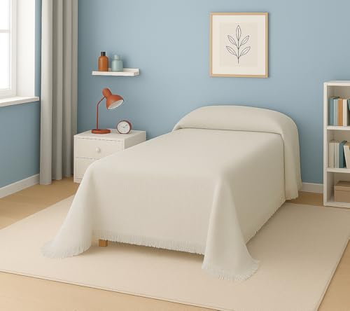 MONTSERRAT Colcha Multiusos para Sofas | Jarapas Cubre Sofa 2 plazas | Plaid Cama 90 cm | Manta Foulard Fabricado en España Tejido Calidad 80% Algodón (Crudo, 180X260)