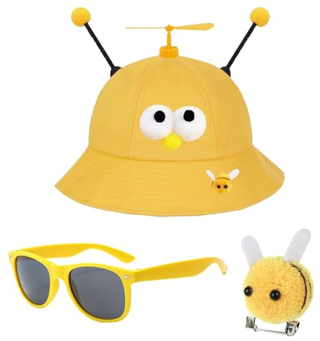 EDLMKM Propeller Hat, Funny Helicopter Fisherman Cap, Propeller Dragonfly Cap for Adult Kids, Outdoor Sun Hat for Fancy Dress Up Men Women Party Cosplay Gifts