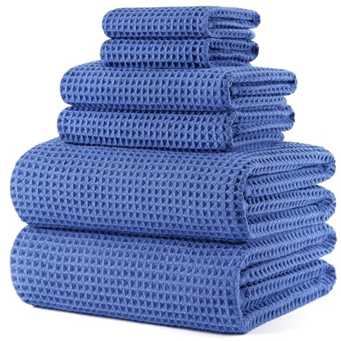 Polyte Set de 6 Toallas de Baño Microfibra Waffle Secado Rápido 430 gsm