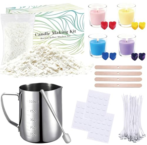 COVACURE Kerzen Selber Machen Set mit Kerzenwachs zum Gießen – 480g Sojawachs für Kerzen und Zubehör – Perfektes DIY Set für Erwachsene, ideal als Geschenk