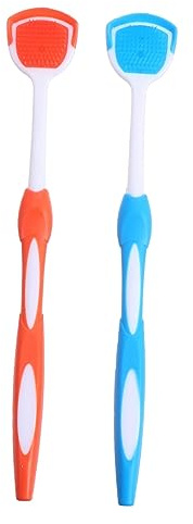 DEARMAMY Spazzolino per Lingua 2 Pezzi Setole Micro Appuntite in Plastico, Pulizia per Rimuovere Cellule Morte e Mantenere L'igiene Orale Quotidiana
