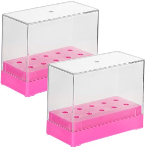 SWETRACE Nagelbohrer Bit Kasten 2 Stück aus Kunststoff Aufbewahrungsbox mit 10 Löchern für Persönliche und Häusliche Nagelpflege Organizer Behälter