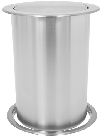 DIYEAH Cubo de Basura Empotrado para Encimera de Acero Inoxidable Tapa Abatible Redonda 3 Piezas Adecuado para Cocina Oficina y Hotel Papelera Integrada para Espacio Ordenado y