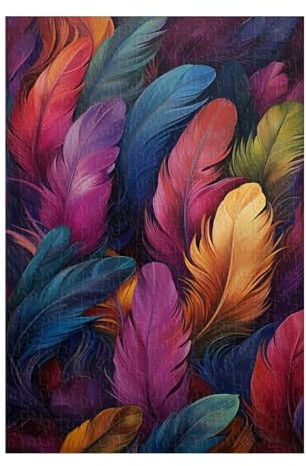 Puzzle 1000 Pieces Adultes Plumes Colorées, Défis Amusants Détente Créativité Puzzle Impossible, Puzzles pour Adultes 1000 Pièces 75 x 50 cm