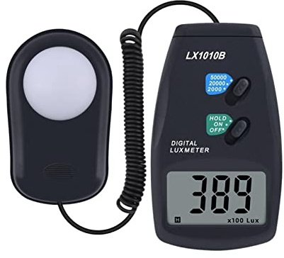 Misuratore di Luce Misuratore di illuminamento digitale, misuratore luminoso, e, strumento misurazione a temperatura ambiente palmare, 0-50000 LUX Photometer Exposure telecomando