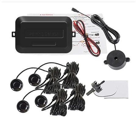 Kit Sensore Parcheggio Radar Retromarcia Posteriore Per Auto Cicalino 22 Mm 4 Indicatori Avviso Acustico Sonda 8 Colori 12 V Sensori Di Parcheggio(Nero)