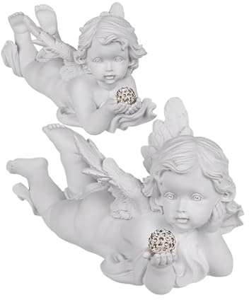 Out of the blue Weißer liegender Engel - Polyresin Engelsfigur – Dekorative Engel Deko für Weihnachten, Tisch & Fensterbank – Perfekte Geschenkidee für Deine Liebsten