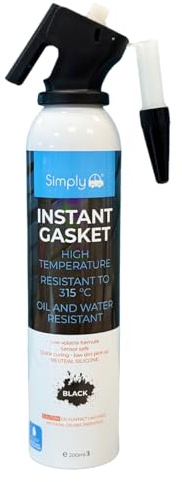 Simply SR-005 Black High Temperature Instant Gasket - Resistant to 300 Degrees- Low Volatile Formula - Waterproof Seal - Sensor Safe