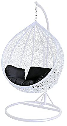 dirty pro tools™ White Colour Rattan Swing Egg Chair Outdoor Garden Patio Hanging Wicker Weave Furniture
