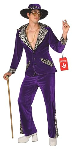 Morph Deguisement Disco Homme, Costume Annees 80 Halloween Homme | Veste Violette, Pantalon & Chapeau à Large Bord, Look Dandy Disco, Parfait pour Halloween, Idéal pour se Déguiser