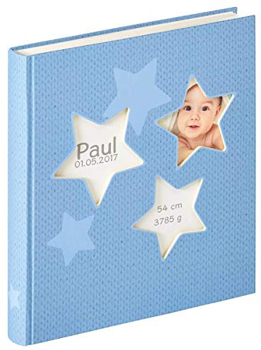 walther design Fotoalbum blau 28 x 30,5 cm Babyalbum mit Cover-Ausstanzung, Baby Estrella UK-133-L