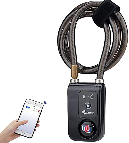 Nulock nyckellöst Bluetooth-cykel/motorcykel/grindlås Ip44 stänksäkert cykellås med 110 Db larm, 0,39 tum diameter 107 cm flätad stålkabel