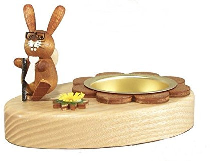 Rudolphs Schatzkiste Osterdekoration Teelichthalter Hase mit Schlips BxHxT 10x6x7cm NEU Osterdeko Kerzenhalter Kerze Hase Osterhasenfigur Ostern Osterei Frühling Erzgebirge Seiffen Blumen