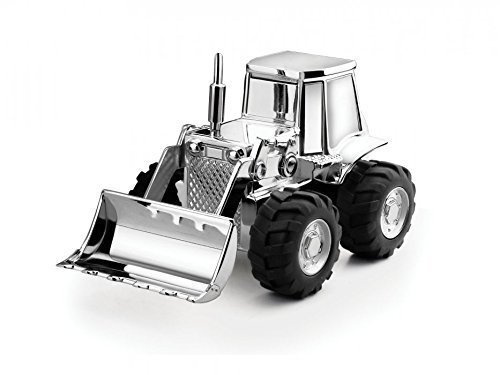 EDZARD Spardose Traktor Trecker, edel versilbert, anlaufgeschützt, Höhe 9 cm (Gravur bis 25 Zeichen)