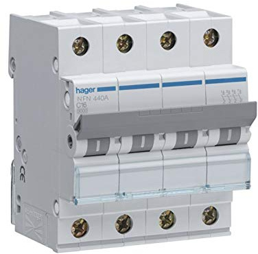 disjoncteur - 3 poles + neutre - 6-10ka - courbe d - 32a - 4m - hager ngn432