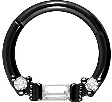 PIERCINGLINE Chirurgenstahl Segmentring Clicker | 3 KRISTALLE | Piercing Ring Nase Septum Ohr Helix Tragus | Farbauswahl