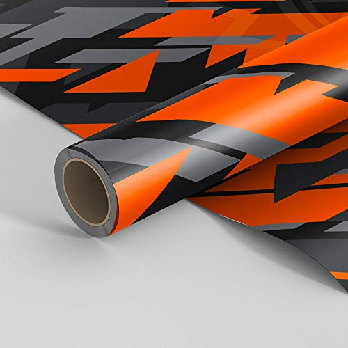 LOLLOMOTO Pellicola Car Wrapping Modern Geometric Army Camo Arancione Adesiva Rivestimento Auto (38x50cm)