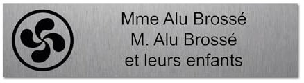 Targhetta incisa per nome e numero cassetta postale croce basca autoadesiva, 10 x 2,5 cm, personalizzata da 1 a 3 righe in alluminio spazzolato