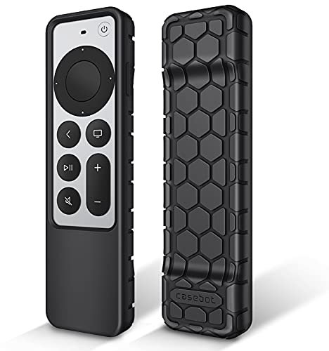 Fintie Remote Control Case for Apple TV 4K / HD Siri Remote 2022 2021 (3rd / 2nd Gen) - [Beehive Series] Lightweight Non-Slip Shockproof Silicone Protective Slim Case Cover, Black