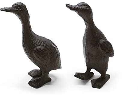 BOOMLATU 2 Stück niedliche Enten-Statue, Heimdekoration, Gusseisen, Ornamente für Wohnzimmer, Schlafzimmer, Büro, Schreibtisch, Schränke (Ente)