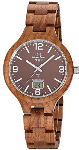 Master Time Funk Quarz Herren Uhr Analog-Digital mit Holz (Walnuss) Armband MTGW-10749-81W