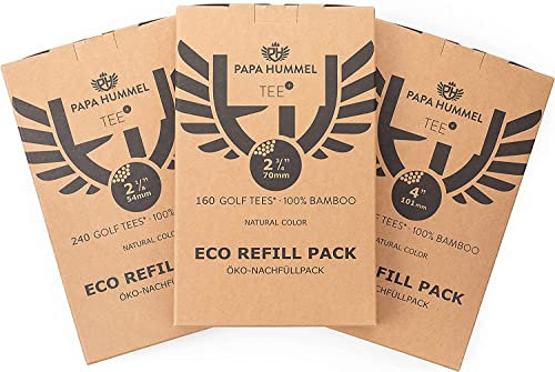 Papa Hummel – Premium Golf Tees Holz Nachfüllpack, 54mm - 240 Stück | 70mm - 160 Stück | 101mm - 100 Stück, Für Einen Idealen Abschlag, Bruchfest & Ökologisch Durch Flexiblen Bambus (54mm)