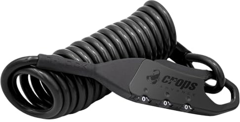 CROPS Q5-COCON Compact Bike Lock Cable, 6 ft, Black – Resettable 3-Digit Combination, Compact & Portable
