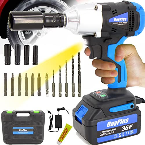 ZanGe 3-in-1 Impact Wrench Cordless Drill Set, 21V 420 N.m Torque Electric Wrench Tool with Battery Charger, 4pcs Scokets, 12 Drill Bits, 1/2 Drive Dual Speed Automatic Power Tool with LED Work Light