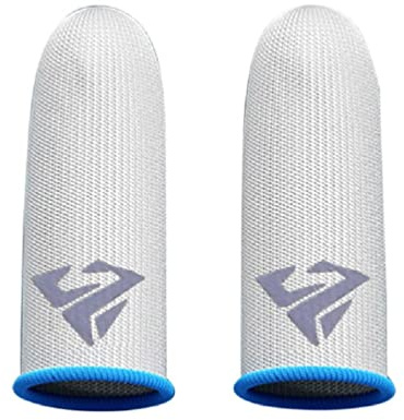 Atmungsaktive Gaming-Finger-Handschuhe, Schweißschutz, Daumen, Fingerspitzen-Abdeckung für Handyspiele, PUBG/COD/LOL/ROS, 0,3 mm, Silberfaser, nahtlose Daumen- und Fingerspitzenabdeckung, 2 Stück