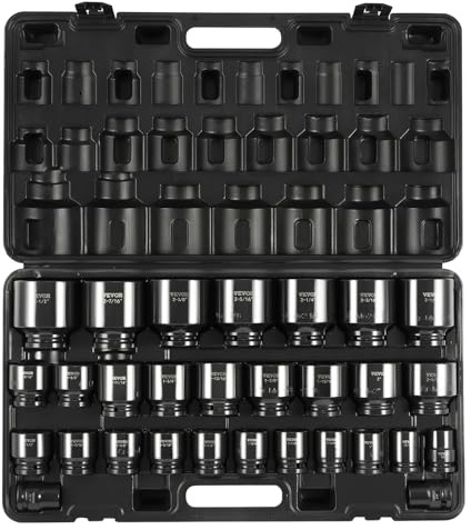 VEVOR Impact Socket Set - 3/4 Inch Drive, 29 Piece, 6-Point Sockets, CR-M0, SAE 3/4 inch - 2-1/2 inch, Storage Cage