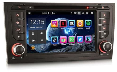 Erisin 8-núcleos 4GB RAM 64GB ROM Android 14 Radio Coche Bluetooth GPS Navigation CD Player para Audi A6 S6 RS6 Allroad Wireless CarPlay Android Auto DSP WiFi Dab+ RDS 4G USB Pantalla táctil SWC DVD