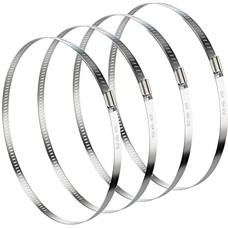 NEBURORA 194-216mm Schlauchschellen, 4 PCS Einstellbare 304 Edelstahl Schlauch Clips Schneckenantrieb Rohrschellen Schlauchschelle Gelten Für Trockner Entlüftungsluftkanal, Automobil-Tubing