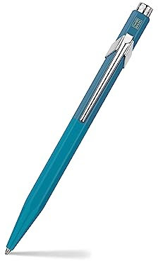 Caran d'Ache 849 PAUL SMITH Kugelschreiber in der Farbe: Cyan Blue/Steel Blue, Aluminium, Goliath Mine in Schwarz Medium, Länge: 12,5cm, NM0849.342